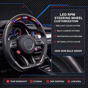Volant de direction en fibre de carbone forgé sur mesure avec éclairage LED pour <span class=keywords><strong>Mercedes</strong></span> <span class=keywords><strong>AMG</strong></span> C63 E63 G63 GLE GLC, modification de voiture - Product Image 3