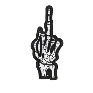 Custom Iron-On Embroidered Rock Patch for <b>Jackets</b> Backpacks Skeleton Finger Design <b>Sequins</b> Chenille Flower Shape for Hat - Product Image 4