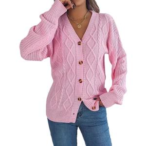 2025 Cardigan Casual <span class=keywords><strong>con</strong></span> scollo a V da <span class=keywords><strong>donna</strong></span> autunno inverno top in stile europeo <span class=keywords><strong>con</strong></span> bottoni intrecciati in acrilico - Product Image 5