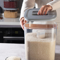 Conteneur de stockage de céréales de 12 kg en PET transparent, design moderne, grande capacité, avec couvercle et poignée, pour la maison, la cuisine, le soja