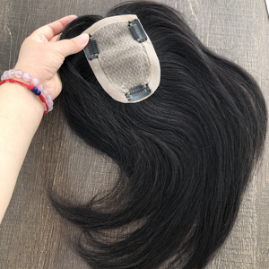 Perruque toupet en soie noire naturelle — doreen, cheveux humains Remy, bon marché, Base 1B, livraison gratuite, vente en gros - Product Image 2