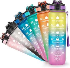 Logo1000ml personnalisé haute capacité PC plastique verres graduel mode gobelet randonnée en plein air jus de fruits bouteille d'eau avec couvercle - Product Image 1