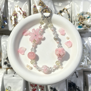 Chaîne de téléphone portable à la mode avec perles en forme de boule de fleurs en cristal féerique, porte-clés de voiture, breloque de téléphone portable personnalisable - Product Image 4