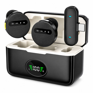 Micrófono inalámbrico Lavalier Micrófono de radio botón Lavalier Mini micrófono magnético con compartimento de carga para entrev - Product Image 1
