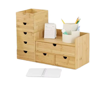 Mini organisateur de bureau en bambou tiroir de bureau carré pour bureau maison articles de toilette fournitures vanité boîte d'organisation de stockage de table