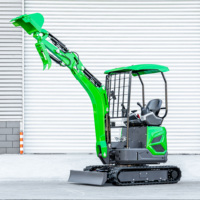 Mini-excavatrice sur chenilles 1,8 tonne vert lime, hydraulique, compacte pour l'agriculture, à vendre
