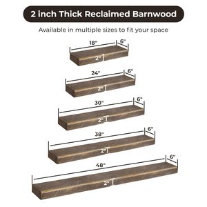 Handmade Real Solid <strong>Reclaimed</strong> <strong>Wood</strong> Floating <strong>Shelves</strong> Double Tiers Thick Wall Mounting Shelf for Living Room Storage Holders Racks - Product Image 2