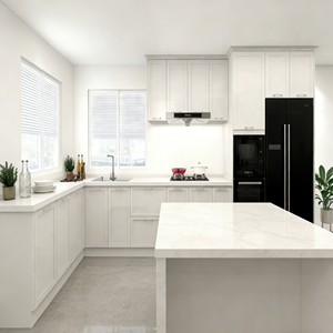 Gabinetes de Cocina Modernos de Diseño Personalizado de Lujo con Almacenamiento Completo, Encimera de Cuarzo y Electrodomésticos Integrados de Acero Inoxidable Negro - Product Image 4