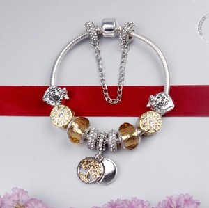 Dropshipping <span class=keywords><strong>Vintage</strong></span> Silver Color Charms Bracelets pour Femmes DIY Crystal Beads Fine Bracelets Women Pulseira Jewelry - Product Image 4