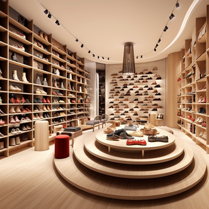Étagère à chaussures en bois noire de luxe Conceptions simples Étagères à chaussures personnalisées à neuf couches pour magasin Étagère à chaussures en bois - Product Image 5