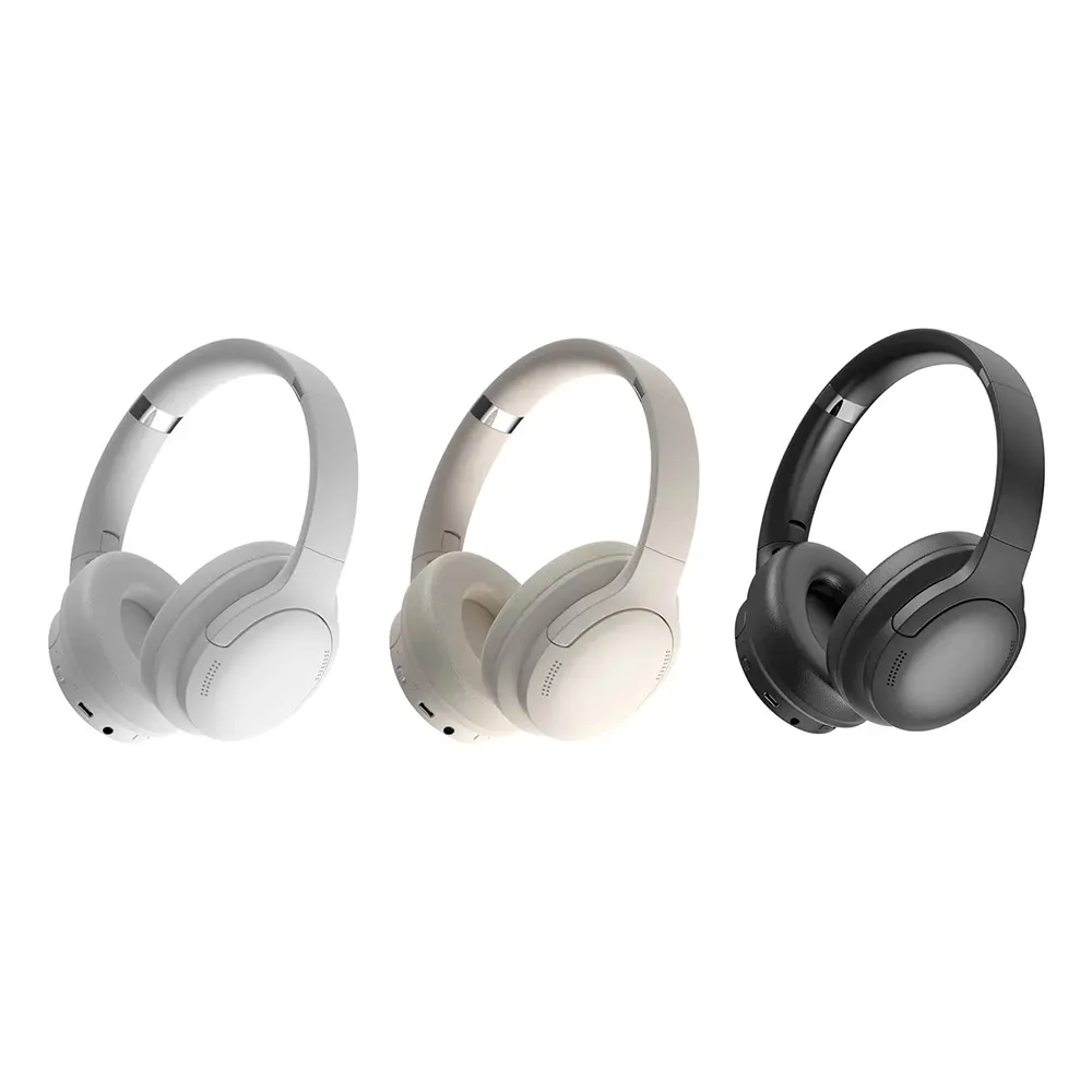 Headphone ANC Bass dalam Hifi lipat, Headphone nirkabel pembatal kebisingan aktif Audifonos Over-ear BT Bass dalam