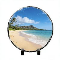 Impression par sublimation thermique sur ardoise circulaire de 25 cm avec support