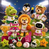 Peluche Mascotte Sportive OEM, Dinosaure, Renard, Lion, Pingouin, Robot, Ballon Trophée en Peluche Rembourré