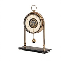 Horloge de bureau moderne minimaliste en métal avec trépied, mouvement à quartz silencieux, calendriers et rétroéclairage pour la maison et les bureaux