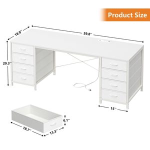 Escritorio de computadora moderno SENYU blanco con cajones de almacenamiento para estación de trabajo en casa/oficina - Product Image 3