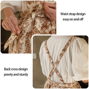 Tablier personnalisé avec logo, réglable à la taille, en coton et lin, pour restaurant, <span class=keywords><strong>jardin</strong></span>, café, chef, barbier, <span class=keywords><strong>salon</strong></span> <span class=keywords><strong>de</strong></span> beauté, cuisine, pour femmes - Product Image 3