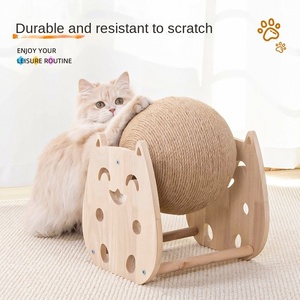 Balle à gratter pour chat en bois massif et <span class=keywords><strong>sisal</strong></span>, résistante à l'usure et aux rayures, avec un style venté adorable pour animaux de compagnie - Product Image 2
