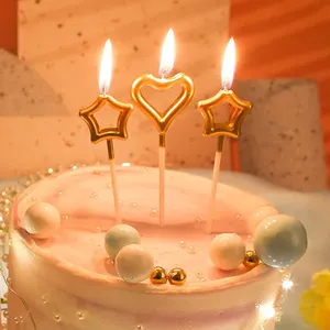 Candela natalis Hot selling Baking Party Net Red Cake 3 Pcs Exquisite Love Star Sparkler Gilded Birthday Candles for birthday