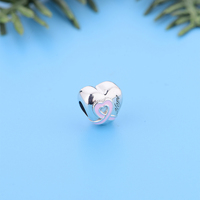 Breloques Pan en argent, motif Cœur Lettre Espoir rose, pour la sensibilisation au cancer du sein, compatibles avec les bracelets originaux, bijoux d'anniversaire Berluque