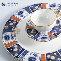 Offre Spéciale Royal Flower Dîner Sets De Luxe Banquet Plats De Mariage Bone China Trace Or Jante Assiette Hôtel Restaurant Vaisselle