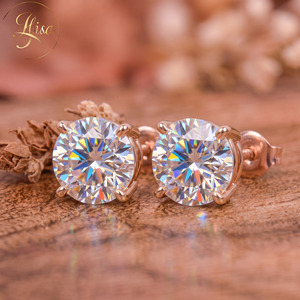 Pendientes de Diamantes Creados en Laboratorio con Corte Redondo VVS, Pendientes Personalizados con Diamantes Cultivados en Laboratorio IGI CVD, Oro de 18K, Joyería Brillante para Mujer - Product Image 1