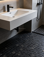 Mosaïque de pierre de jade noir moderne, finition polie, épaisseur 10 mm, pour restaurant, hôtel, B&B, sol et mur de salle de bain, vente en gros