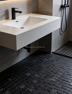Mosaïque de pierre de jade noir rustique antique, finition vieillie, pour projets de restaurants, hôtels, gîtes, revêtement mural et de sol, vente en gros - Product Image 3