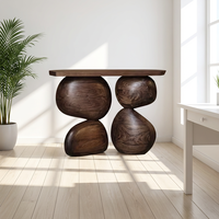 Table console en bois massif à bord naturel Idao, mobilier rustique, décoration vintage, table en bois massif, cadeau de pendaison de crémaillère fait main, unique
