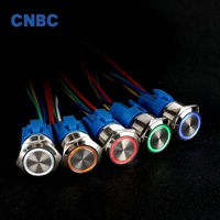 Tinggi Qualoty 22Mm Diameter Off Tahan Air Sesaat IP67 Cincin Led Logam Push Button Switch 220V dengan 6Pin