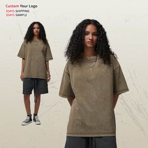 Toptan boy Vintage sıkıntılı T-Shirt ağır düz pamuk özel DTG baskılı <span class=keywords><strong>Streetwear</strong></span> asit yıkama erkekler için T Shirt - Product Image 3