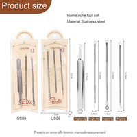 Kit professionnel de nettoyage des pores du visage, kit d'élimination de l'acné, outil d'extraction des points noirs en acier inoxydable, extracteur de points noirs US06