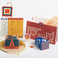 Boîte à hamburger en papier kraft personnalisée, résistante à la graisse, avec fermeture à pression, pour la vente en gros aux détaillants de produits alimentaires.