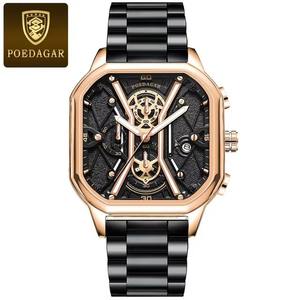 Drioshipping Montre-bracelet chronographe à quartz de luxe pour hommes Cadran carré Luminous Waterproof Feature Ronda ODM Leather for Business - Product Image 4