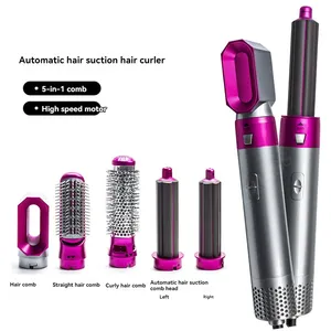 New 5-in-1 hot air comb automatic curling iron curling straight dual-use hair styling comb hair dryer