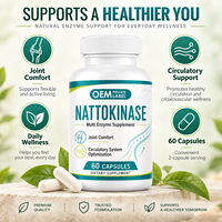 Capsules de Nattokinase à Marque Blanche OEM, Extrait de Soja Fermenté, Curcuma, Soutien à la Mobilité Articulaire, 60 Capsules