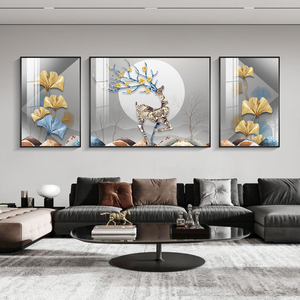 Impressions murales d'art déco moderne sur toile, peinture en porcelaine cristalline pour la décoration du salon et de la chambre - Product Image 2