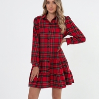 Robe Courte Chemise Boutonnée Géométrique Patchwork Classique Hiver Vintage Européen avec Logo Avant et Manteau Long Cardigan pour Femme ODM OEM