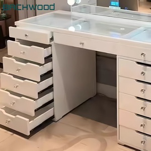 Hiện đại rắn gỗ bền bàn trang điểm với thắp sáng gương và ngăn kéo cho căn hộ - Product Image 3