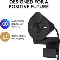 Logitech Brio 300 1080P HD Circle Webcam dengan Privasi Shutter, Mikrofon Peredam Kebisingan, Kamera Web untuk PC Laptop, Rapat, Panggilan Video
