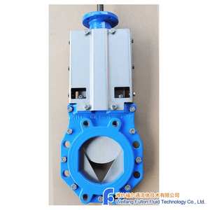 วาล์วประตูมีด kgv พร้อมแผ่นโอริฟิสซ์รูปตัววี DN150 PN10 EN1092 EN558ได้รับการรับรอง GSK EN1171เหล็กดัดสองทิศทาง - Product Image 1