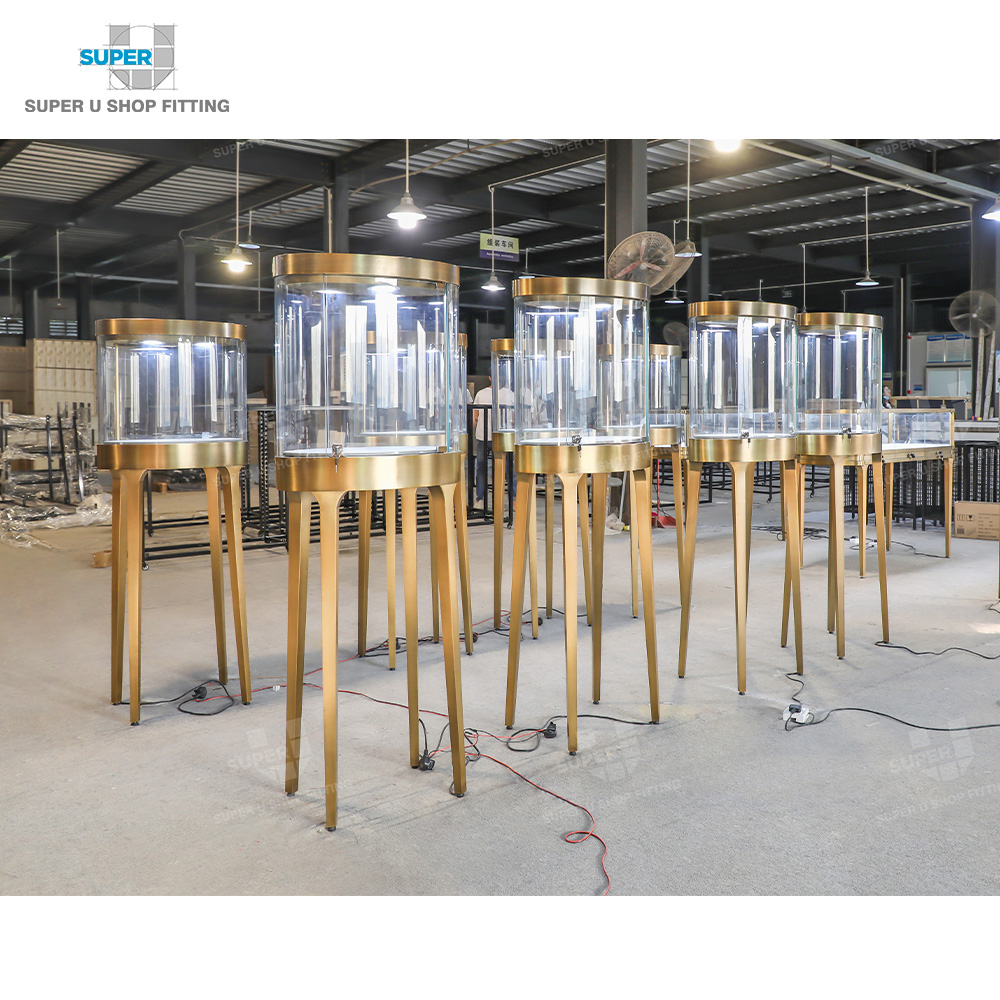 Новейшие дизайнерские витрины для ювелирных изделий, стеклянная, золотая, металлическая консоль, витрина для ювелирных изделий, зеркальный шкаф, витрина для ювелирных изделий