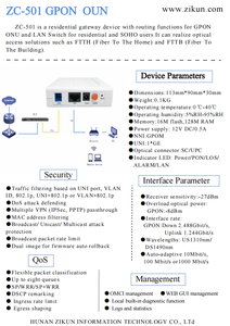 Compact ZC-501 GPON ONU 1GE Port ZXIC Chip Low Power FTTH Bridge <b>Modem</b> No WiFi Same as F601/HG8010H - Product Image 5
