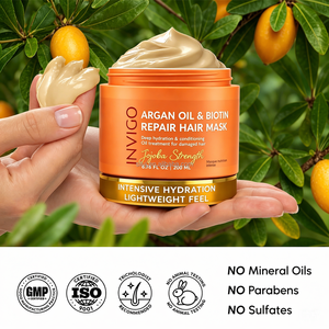 SLUJ 200ml Traitement capillaire professionnel hydratant intensif à l'huile d'argan et à la biotine, masque réparateur pour tous types de <span class=keywords><strong>cheveux</strong></span> - Product Image 3