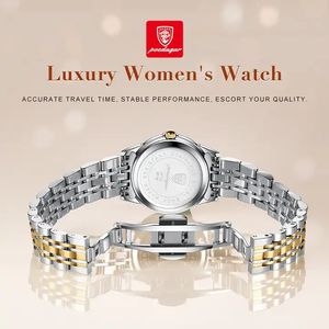 POEDAGAR 3076 Montre pour Femme Étanche Luxe Diamant Montres Ladies Week Display Montre-Bracelet Acier Inoxydable Quartz Horloge - Product Image 4