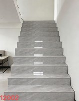 Carreaux d'escalier en porcelaine gris clair brillant, veiné marbre, rectangulaires, antidérapants, pour intérieur et extérieur, salle de bain, marches d'escalier domestiques
