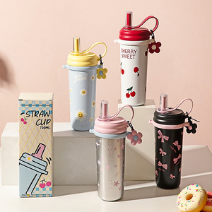 Recentemente popolare di alta qualità 750ml isolato caffè paglia bottiglia d'acqua, adatto per le signore eleganti e persone di successo - Product Image 2