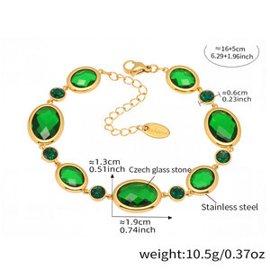 Luxury 316L Stainless Steel 14k 18k Gold Plated Women's Fashion <b>Bracelet</b> & Bangles Colorful <b>Gemstone</b> <b>Bracelet</b> for Women - Product Image 6