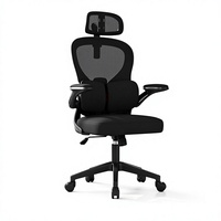 Chaise de bureau ergonomique classique promotionnelle en maille avec support lombaire réglable, appui-tête et base pivotante pour la maison et le bureau