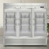 Réfrigérateur commercial à trois portes vitrées, vitrine réfrigérée verticale à triple porte, réfrigérateur à boissons pour restaurant, supermarché