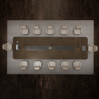 Ensemble de table de conférence moderne de luxe en panneaux de bois avec structure métallique, chaises de bureau pour réunions, mobilier de salle de réunion exécutive pour 12 personnes